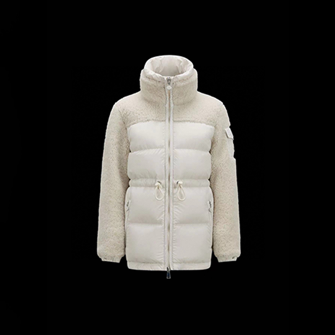 moncler escaut sherpa panel short down jacket